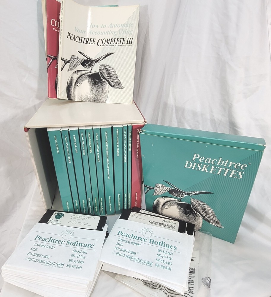 Vtg Peachtree Complete III Accounting System + Data Query III + Manuals & Disks