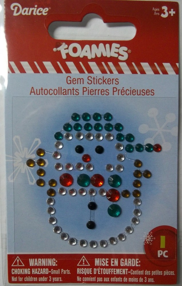 Reduced!  Snowman  Christmas Gem Sticker  Darice