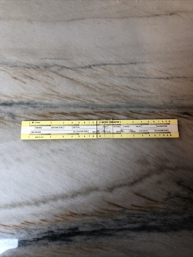 Sterling Metric Converter Slide Ruler Drafting Engineering Yellow White