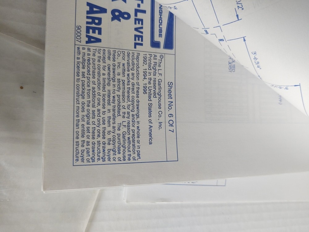 VTG 1996 Garlinghouse Split Level Deck 14' Play Area Project Plan blueprints FYI