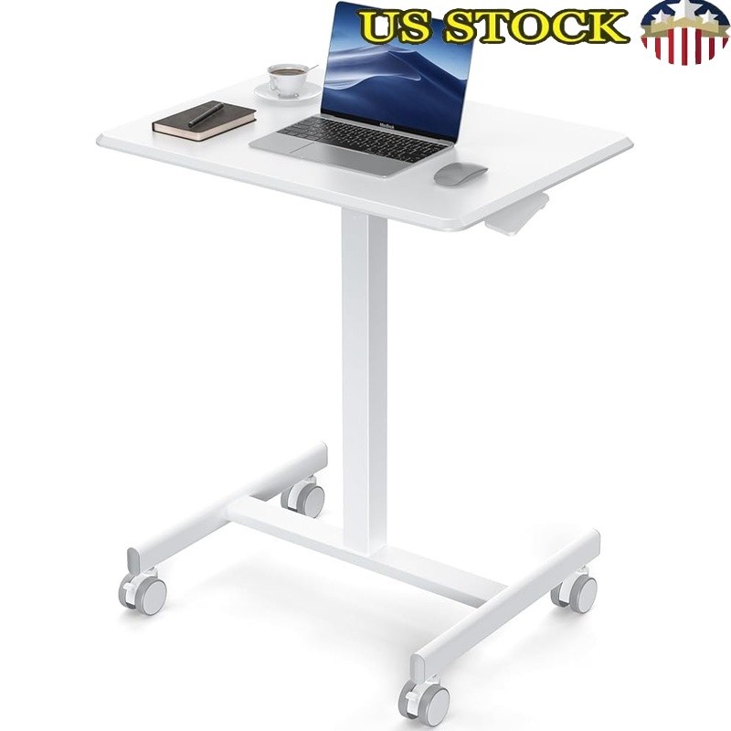 Adjustable Sit Stand Desk Mobile Rolling Lockable Ergonomic Workstation New