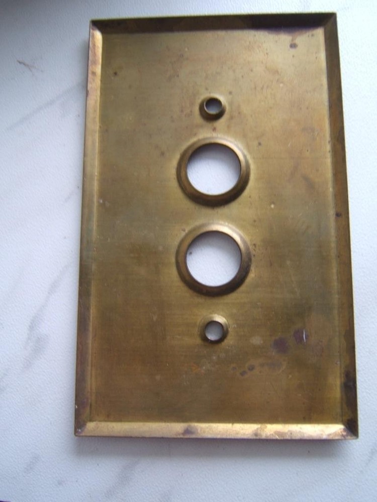 VINTAGE BRASS PUSH BUTTON LIGHT SWITCH COVER