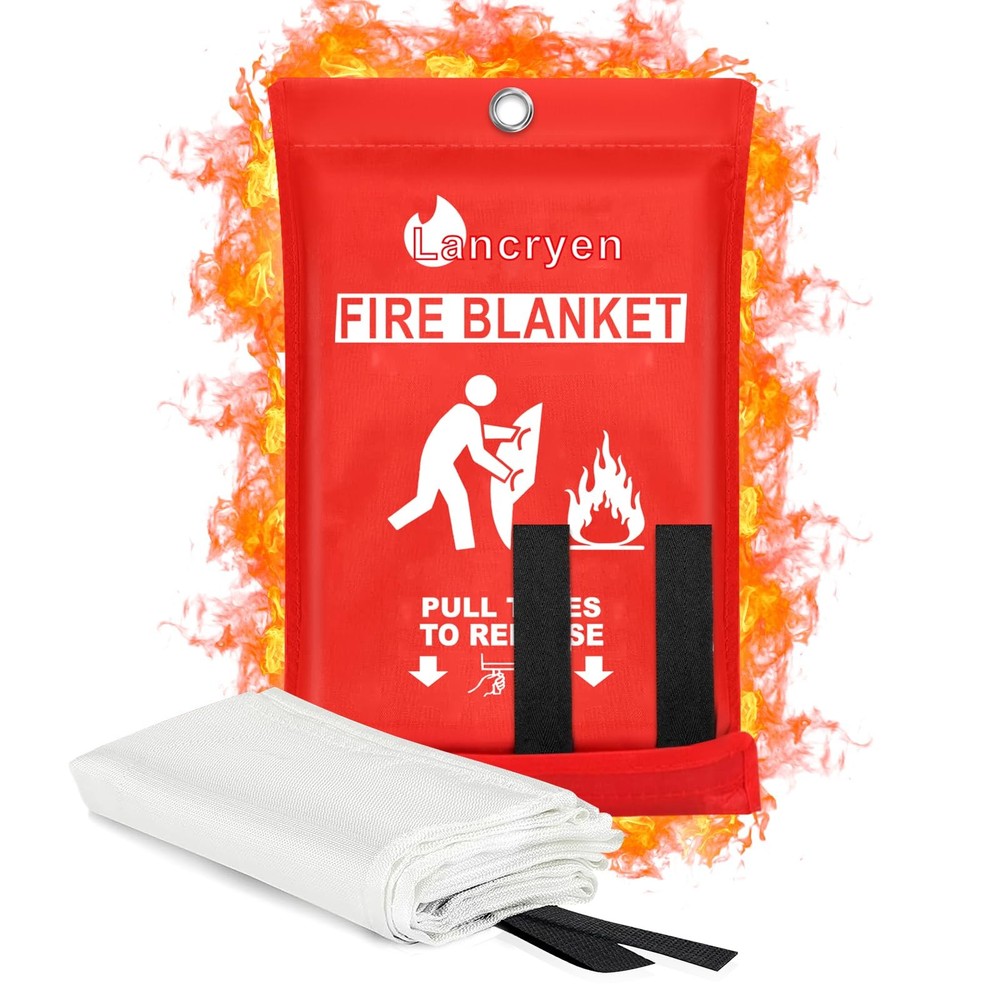 Lancryen Emergency Fire Blanket, Fire Extinguisher Blanket, Fire Suppression ...