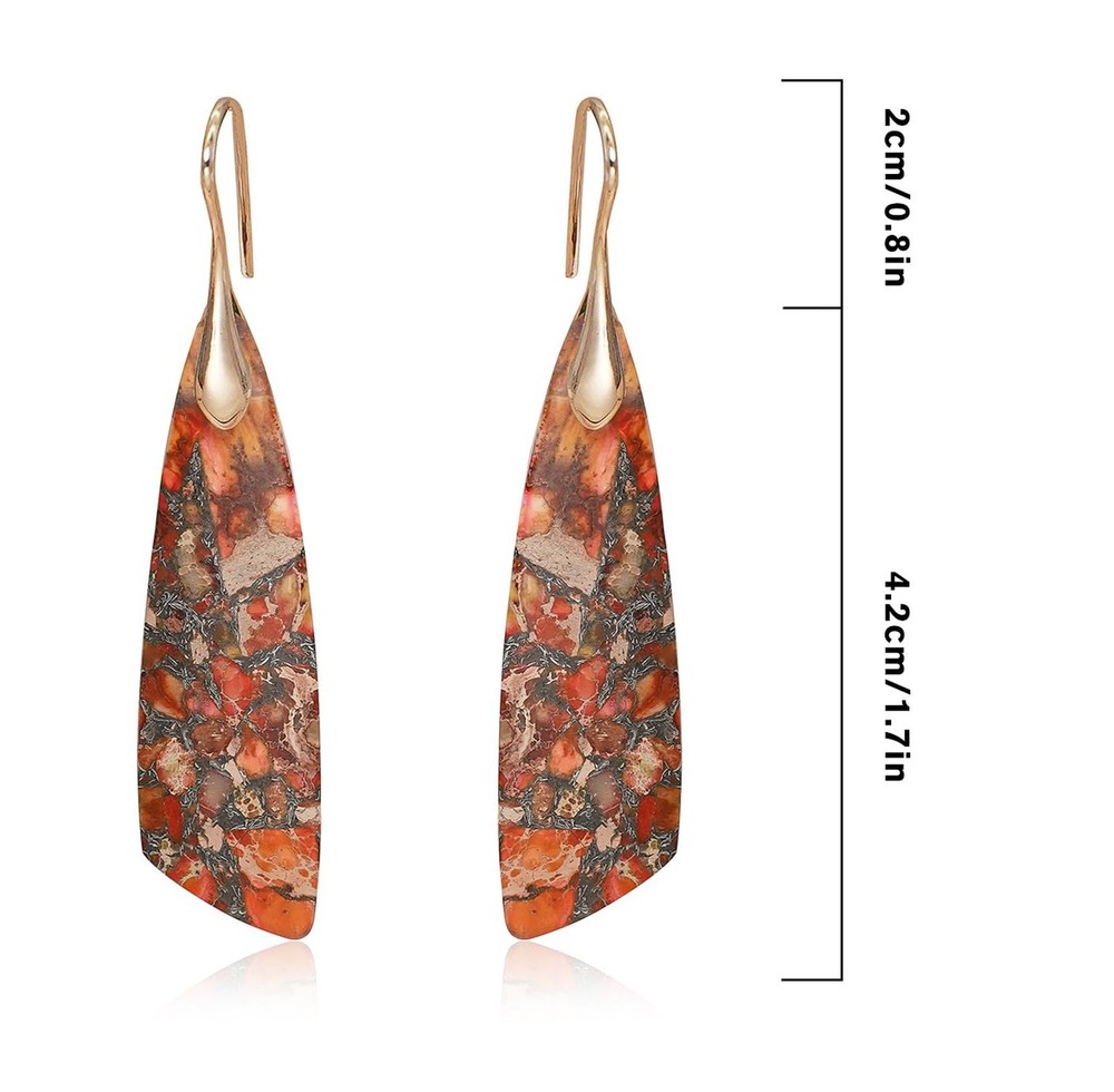 Natural Stone Earrings for Women Boho Triangles Dangle Drop Earrings