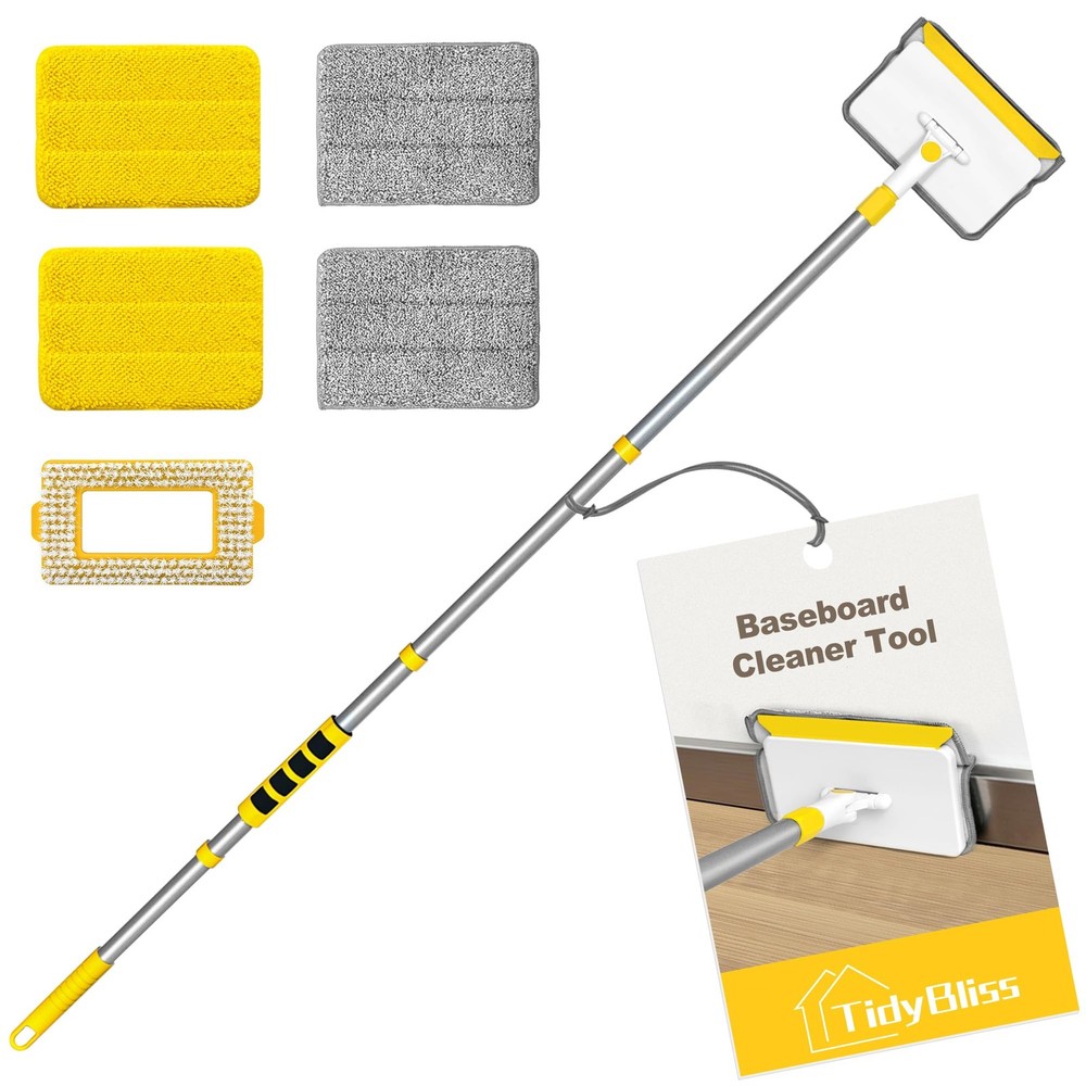 Baseboard Cleaner Tool with Handle, 55.9” Long Wall and Base Board Cleaning M...
