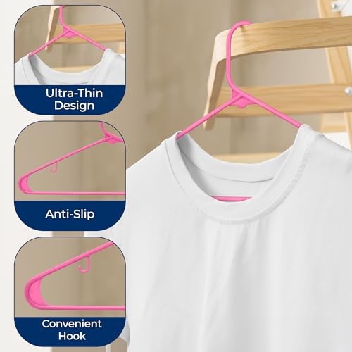 SereneLife 20-Pack Plastic Hangers (Pink)
