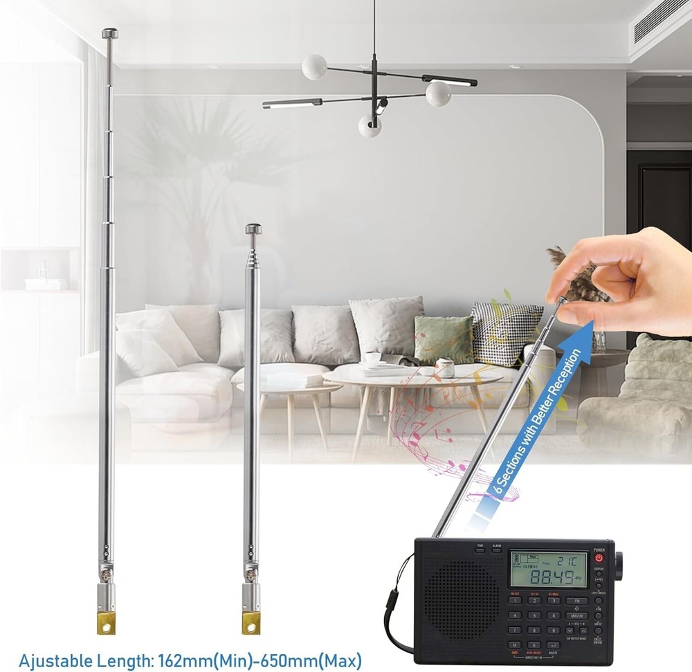 Effortless Installation 65cm Telescopic Antenna Replacement - 2 in 1 Pack