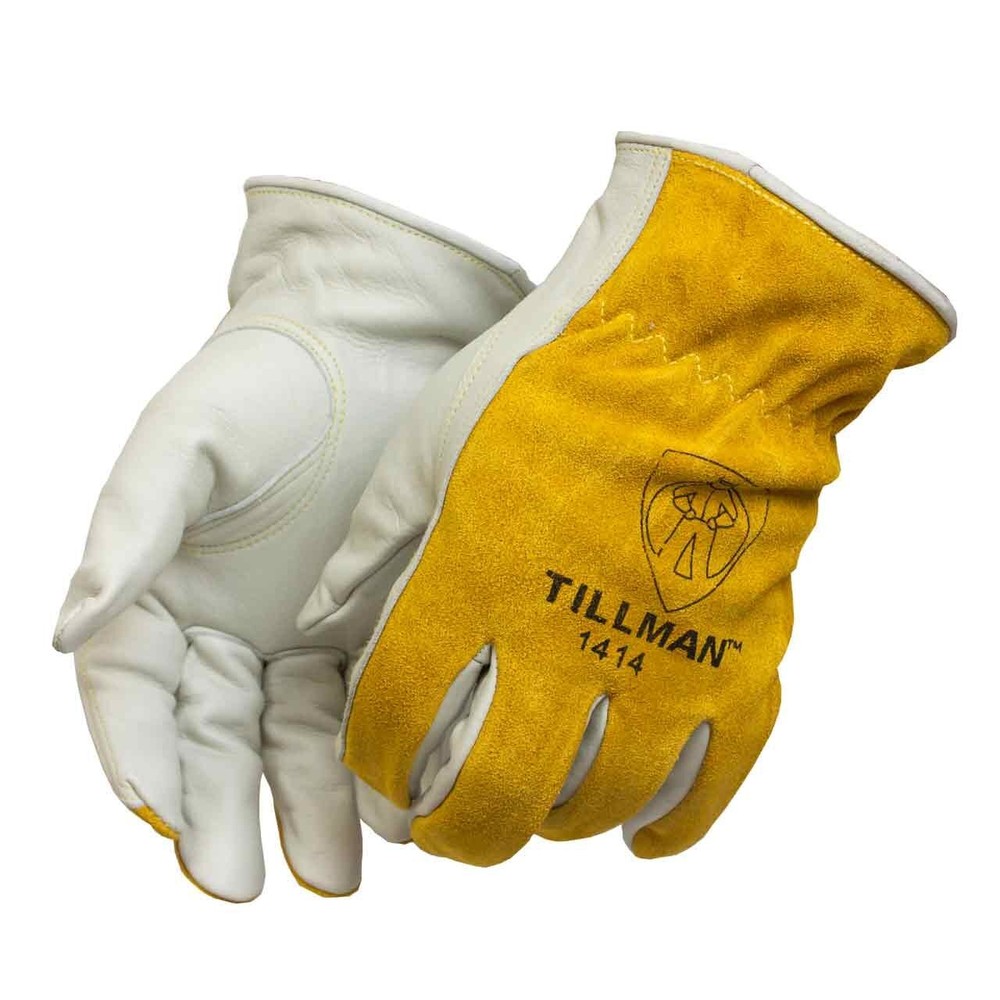 Medium Brown Cowhide Leather Driver Gloves Double Stitched Protective Pair