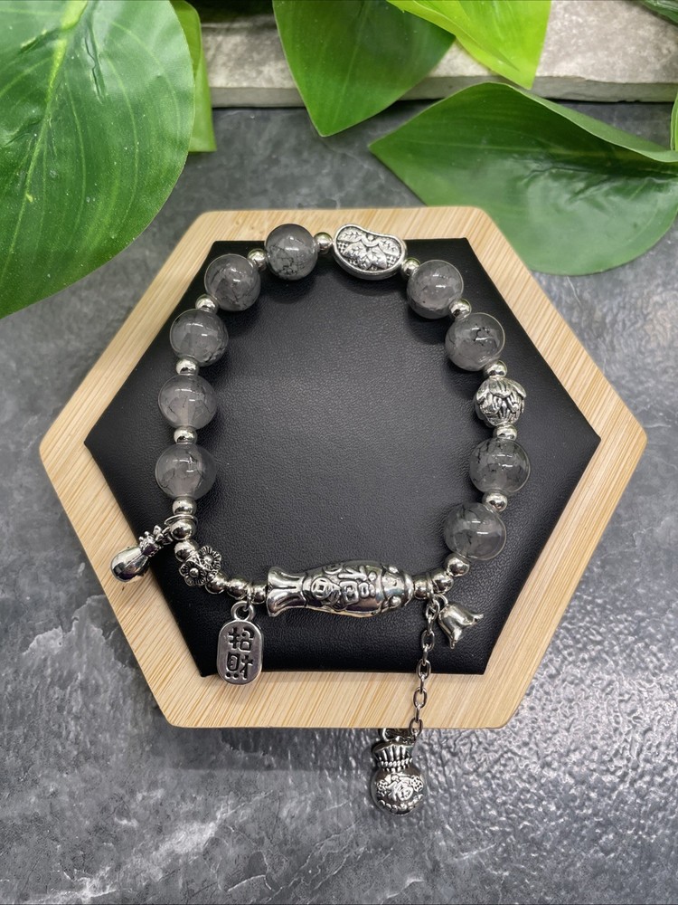 Handmade Glass Bead Beaded Stackable 7” Plus Stretch Bracelet New B336