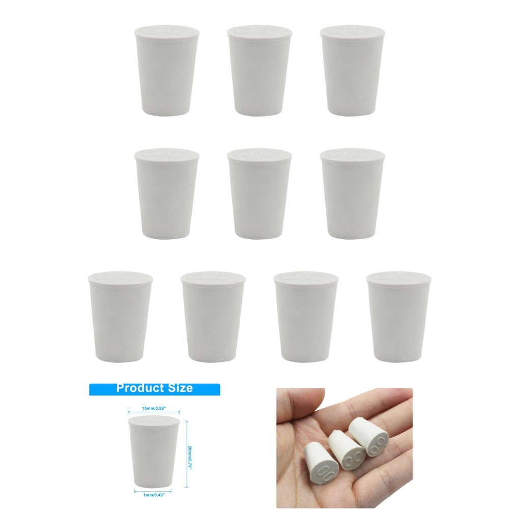 10 Pack  Rubber Stoppers - Tapered Lab Plugs for Various Applications