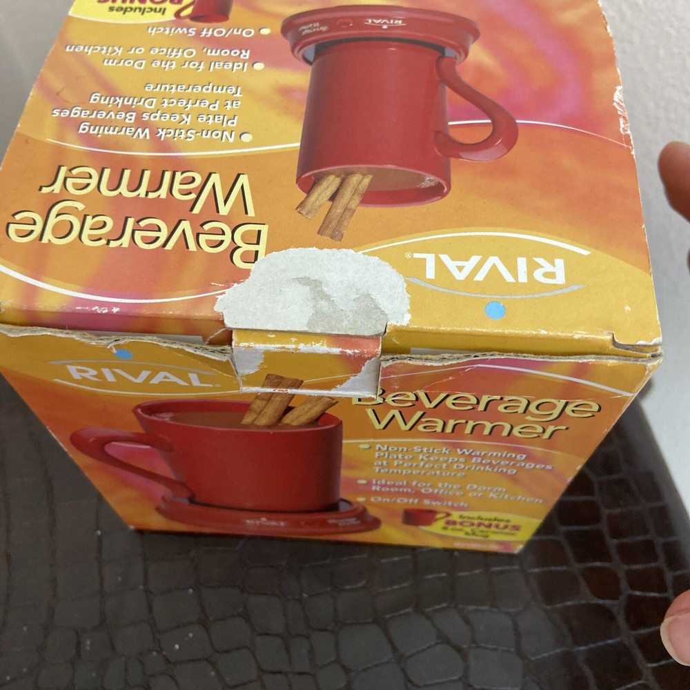 Rival Beverage Warmer Coffee Tea Warming Plate Ceramic Mug Red Open Box