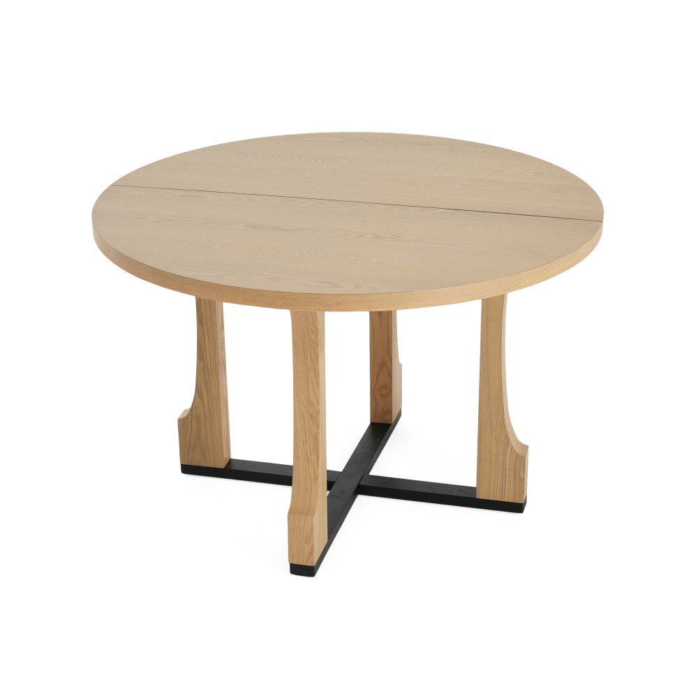 48" Round Dining Table - Natural Ash Finish, Solid Wood & MDF, Pedestal Base,