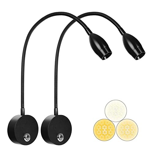 Bedside Reading Light for Bed, Bed Wall Mounted Reading Light, Black (2-Pack)