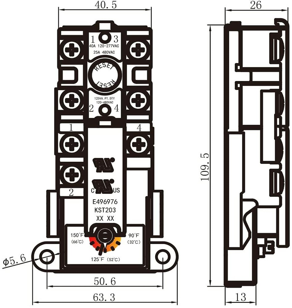 THERMOSTAT FOR DOUBLE ELEMENT TANKS ELECTRIC WATER HEATER