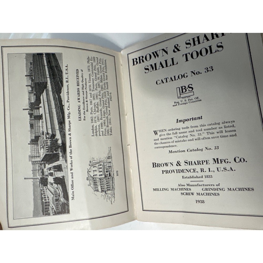 Brown & Sharpe 1938 Small Tools Catalog #33 Mechanic Tools Reference SC Vintage