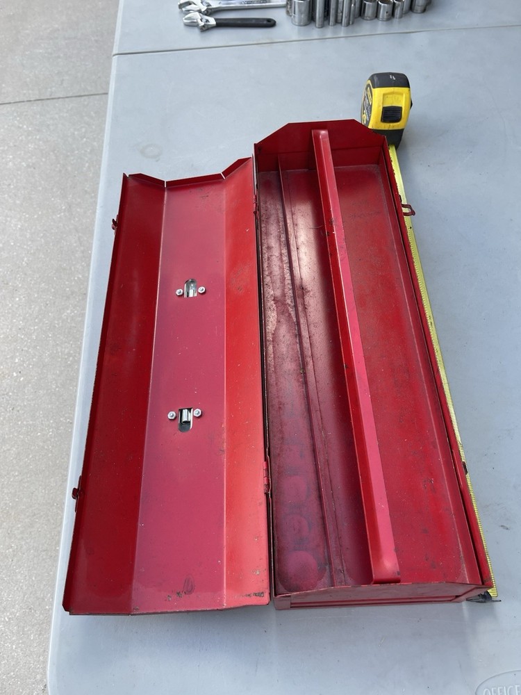 vintage metal tool box w/ socket tray.