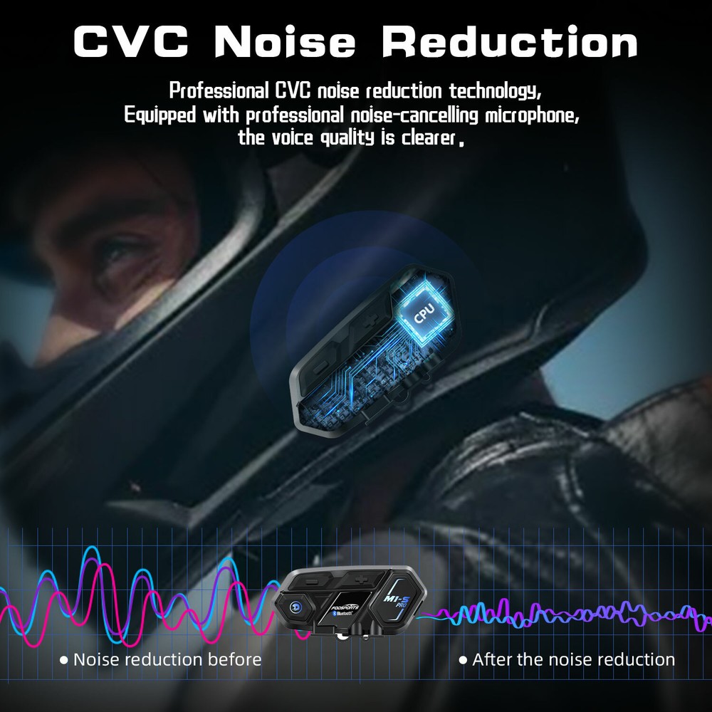 M1-S PRO Intercom Motorcycle Bluetooth Headset Helmet Interphone 8 Riders 2000M