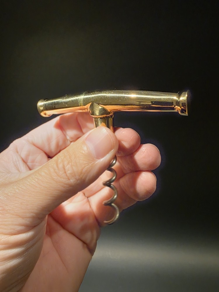 Vintage Style Brass & Iron Corkscrew Engraved