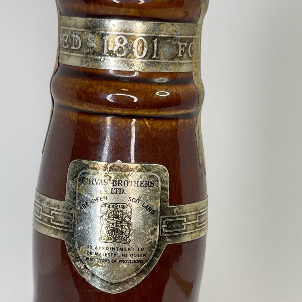 Empty Decanter Chivas Scotch Bottle 1801 Ceramic Cork Top Brown Ceramic Spode
