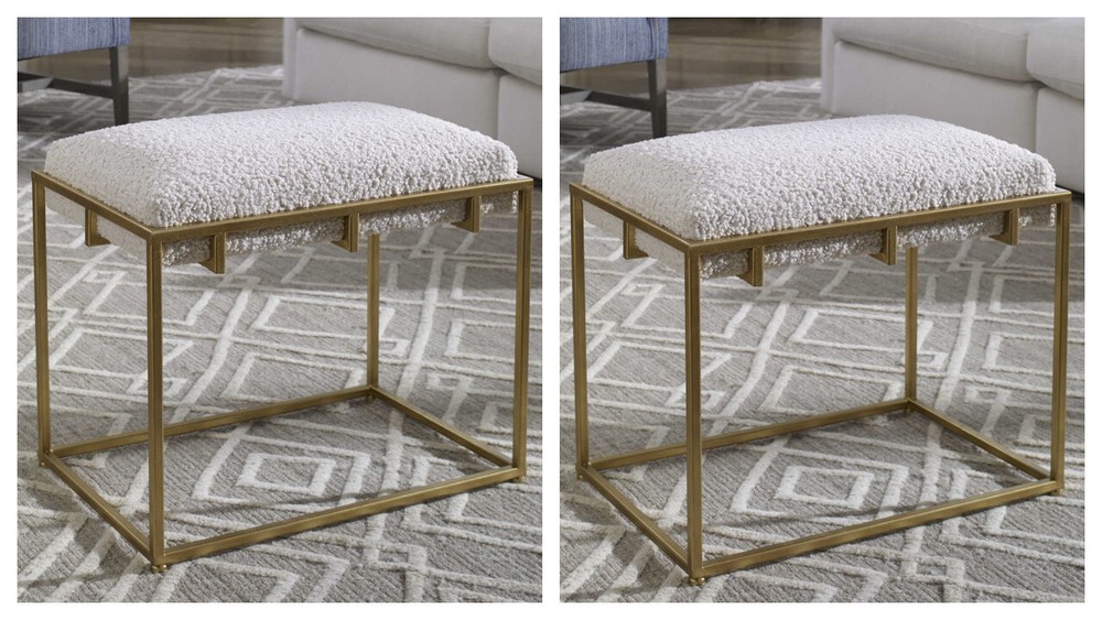TWO PARADOX SMALL BENCH 24" GOLD IRON BASE UTTERMOST 23663