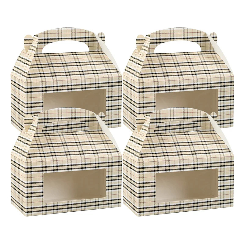 100Pcs -Restaurantware Plaid Gable Box / Take Out Container w/Window - 9.5" x 5"