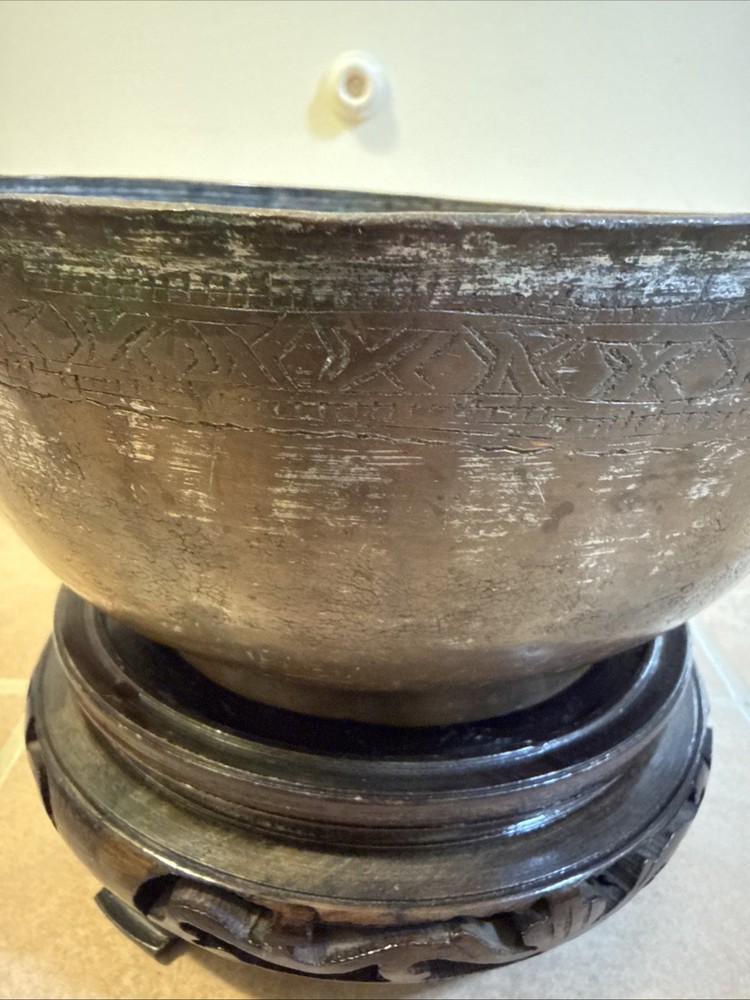 Antique Hammered Copper Footed Bowl