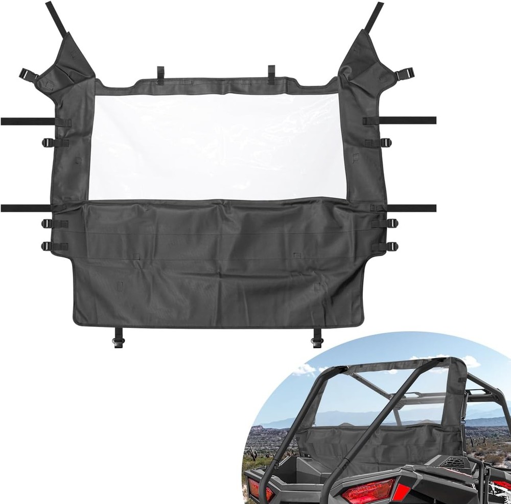 Middle Clear Rear Windshield Window Compatible With For UTV Black