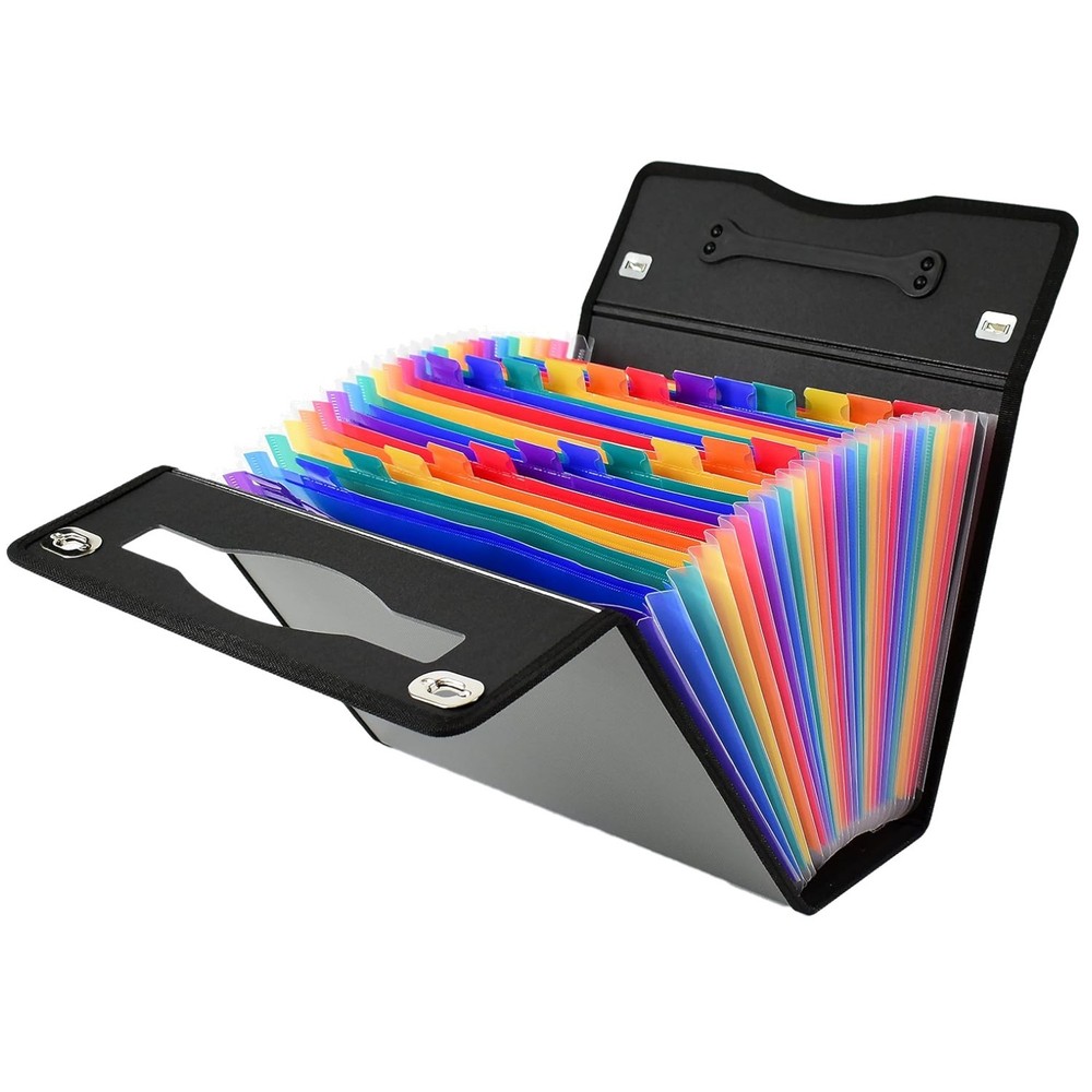 Olive Grey Document Organizer with 24 Pockets