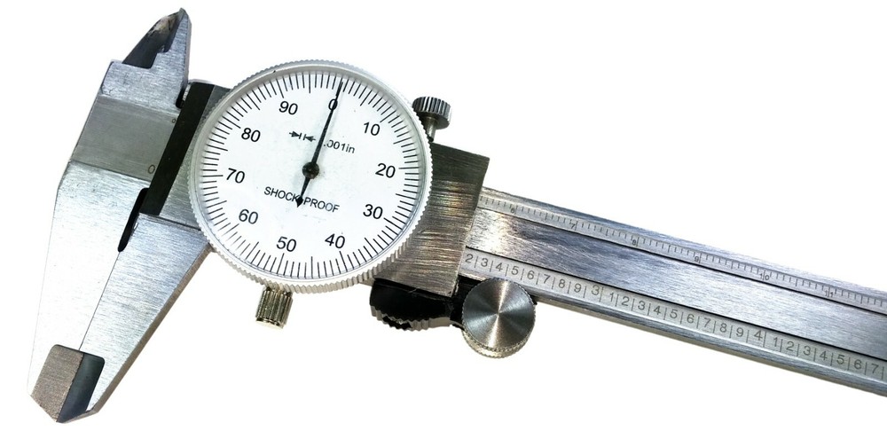 6" Utility Dial Caliper, 0.001" Resolution with Slide Lock, Includes Case