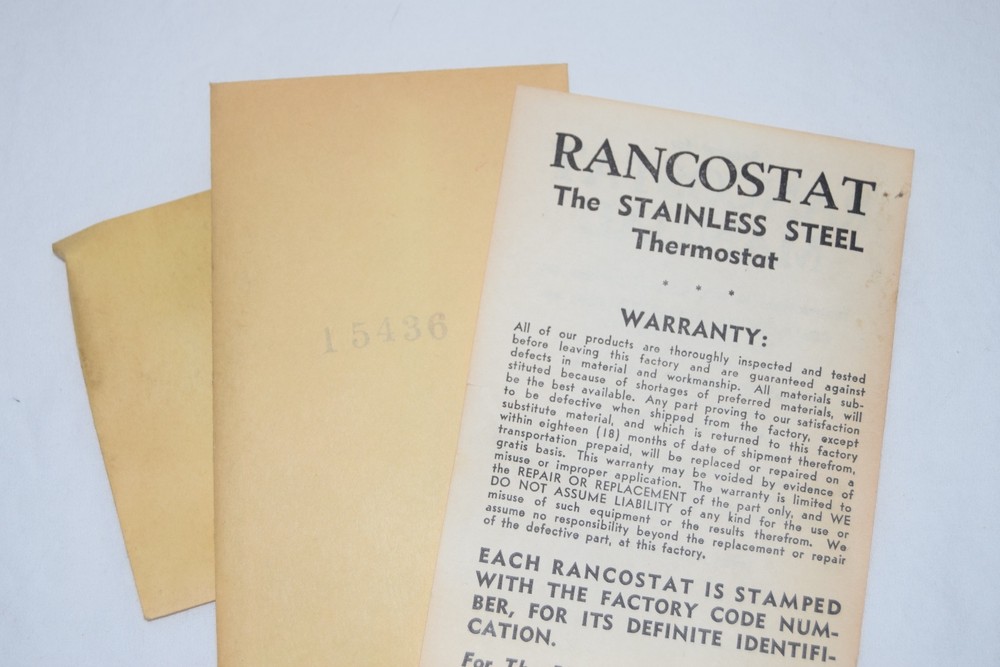 Ranco RJS-831 Rancostat Temperature Control Refrigeration