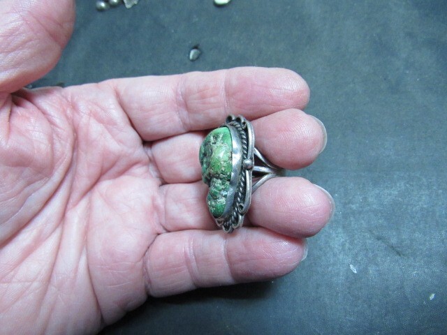 native American green turquoise ring