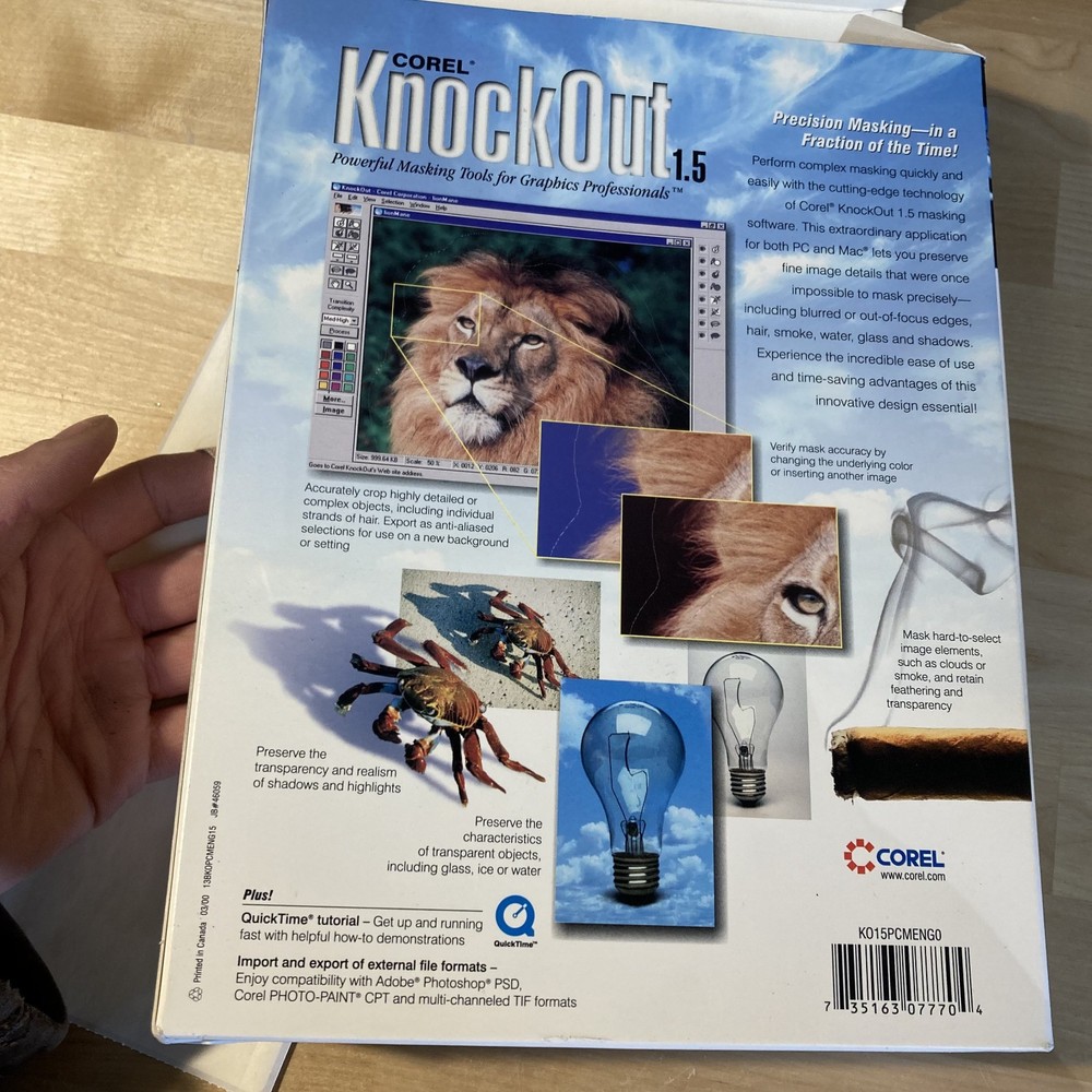 Corel Knock Out 1.5 PC Mac Big Box Software + Corel Studio Demo, Guide, Manual