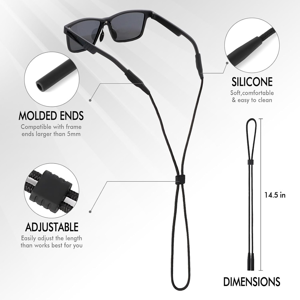 Eyeglasses Holder Strap - 3 Pcs Adjustable Eyewear String Lanyard Retainer - Sun
