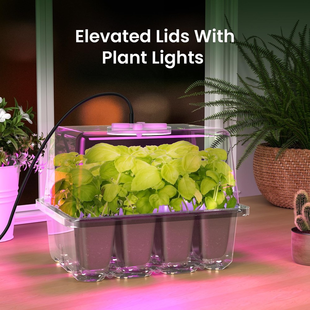 Seed Starter Kit with Grow Light, Elevated Seedling Tray Kit with Adjustable ...
