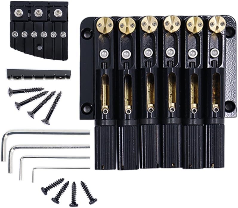6 Strings Guitar Headless Saddle Bridge With Nut Plate for 1, BLACK