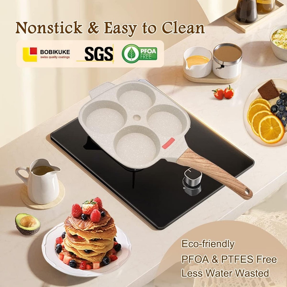 Egg Pan Fried Egg Pan, Egg Frying Pan with Lid Nonstick 4 Cups Pancake Pan