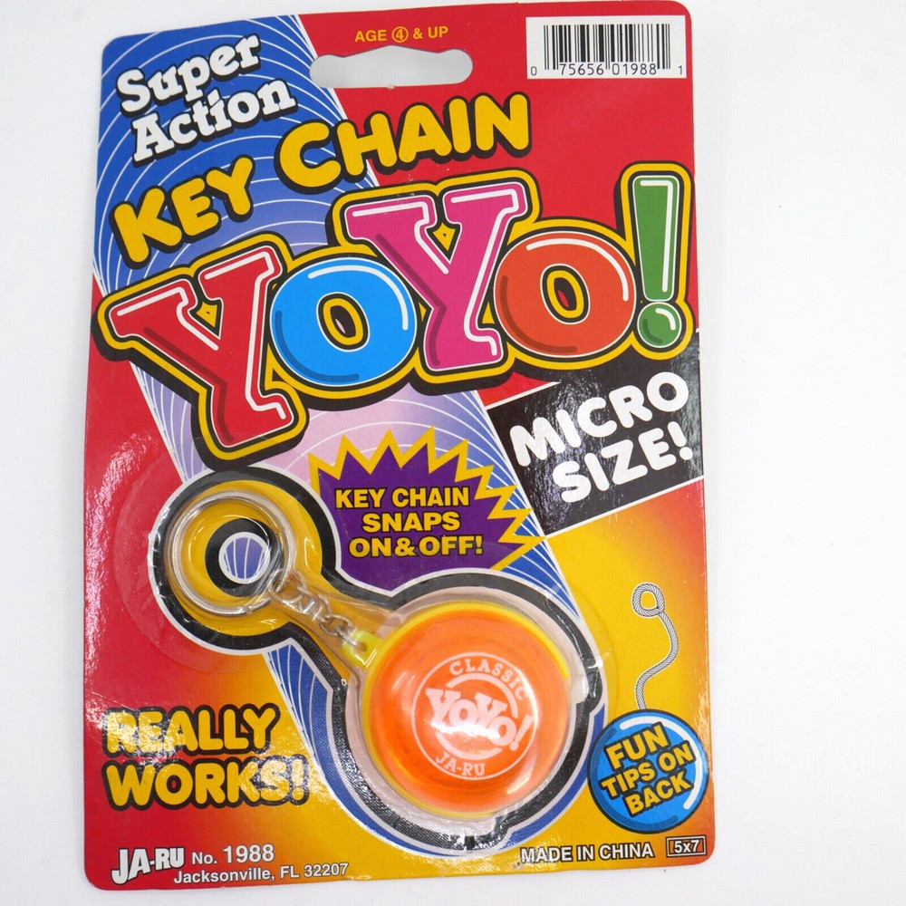 Vintage Yo-Yo toy keychain Ja-Ru mini NOS micro size orange tiny
