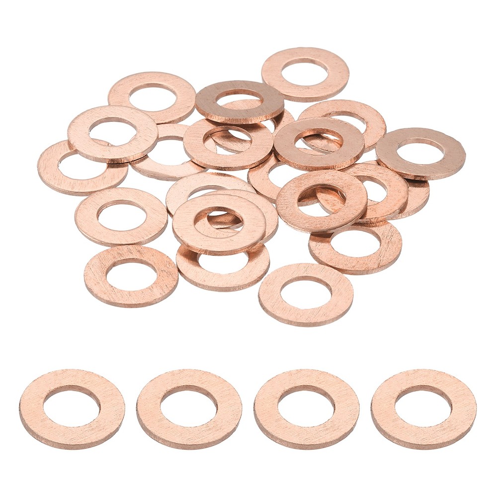 66pcs Copper Flat Washers M6x12x1.5mm Sealing Ring Plug Gaskets