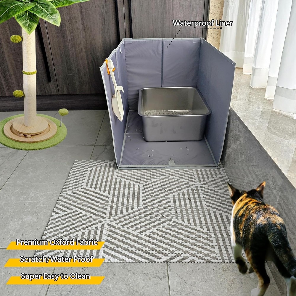 Extra-Large Cat Litter Box Enclosure with Leak-Proof Mat