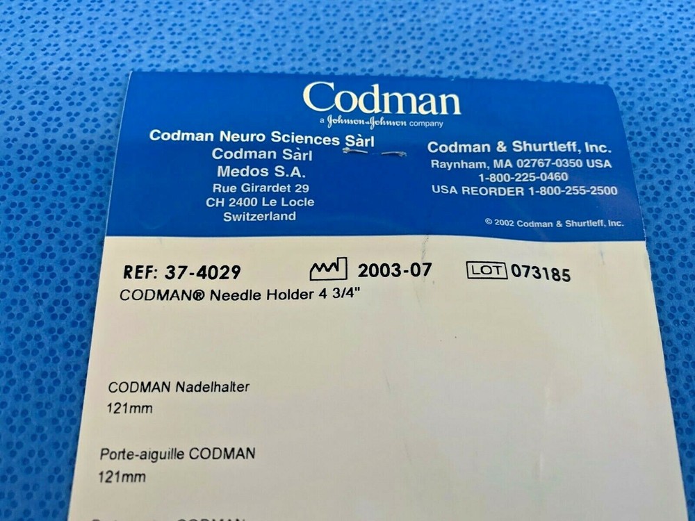 Codman, 37-4029 Needle Holder 4 3/4", Orthopedic