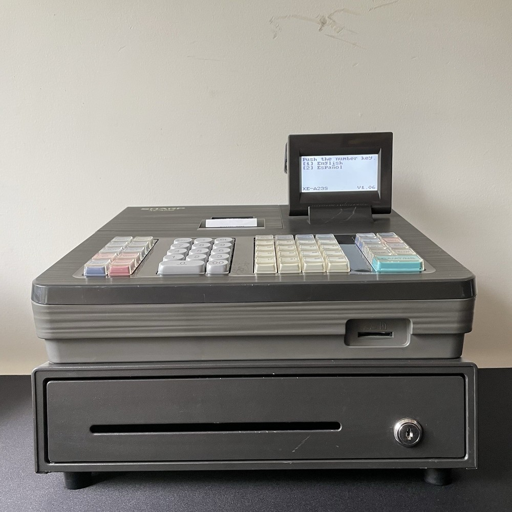READ - Sharp XE-A23S Electronic Cash Register Thermal Print - Working (No Key)
