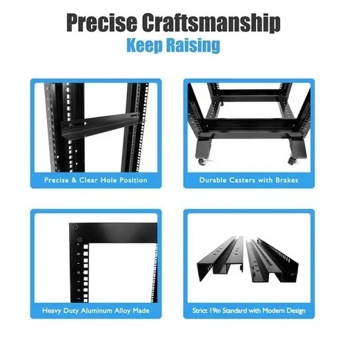27U 4 Post Open Frame Server Rack 19” – 17” Deep Network Rack with 3 L Rails