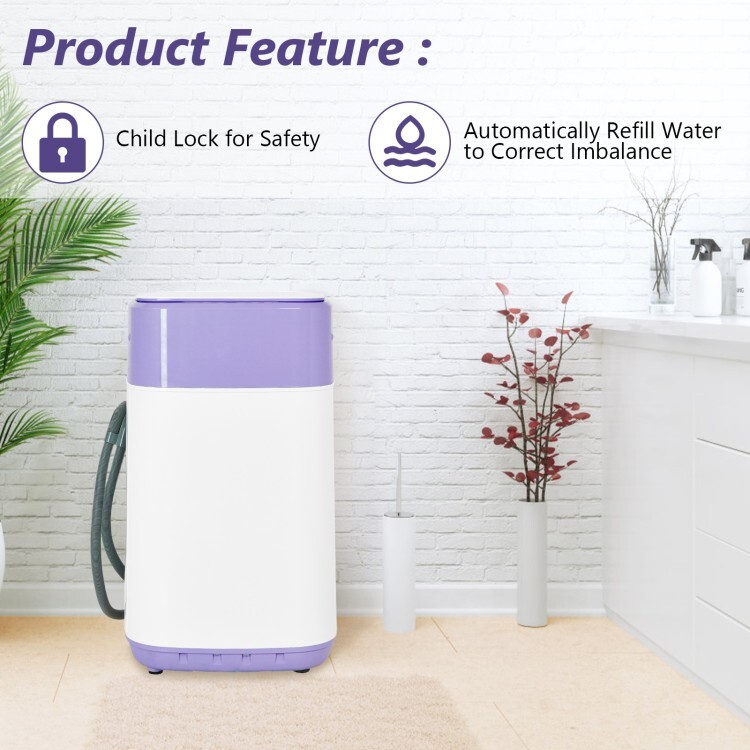 8lbs Washing Machine Fully-Automatic Portable Compact Laundry With Drain Pump