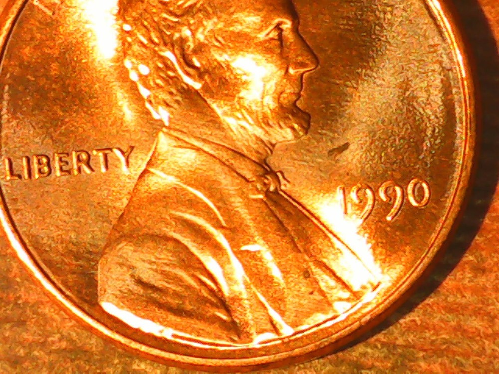 1990 Penny Die Crack Reverse