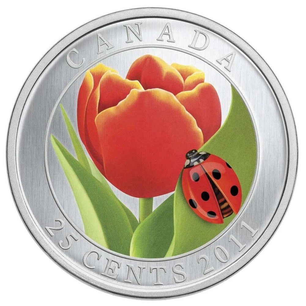2011 Canada 25c Tulip with Ladybug - Colored Coin