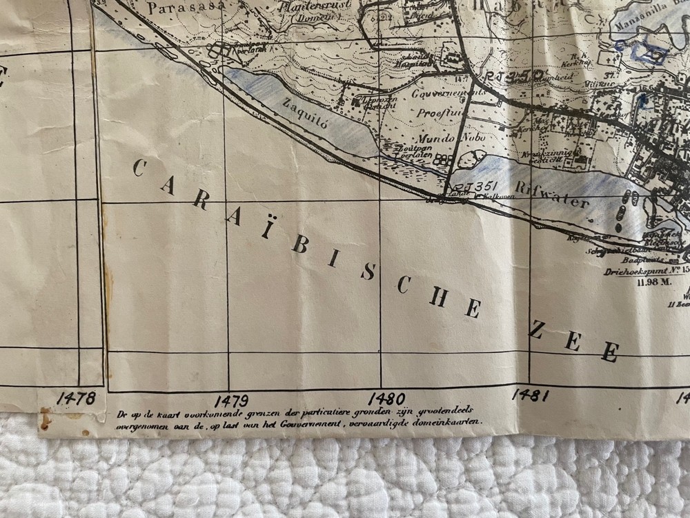Vintage 1942 US ENGINEERS Force Curacao Map Caribbean #8