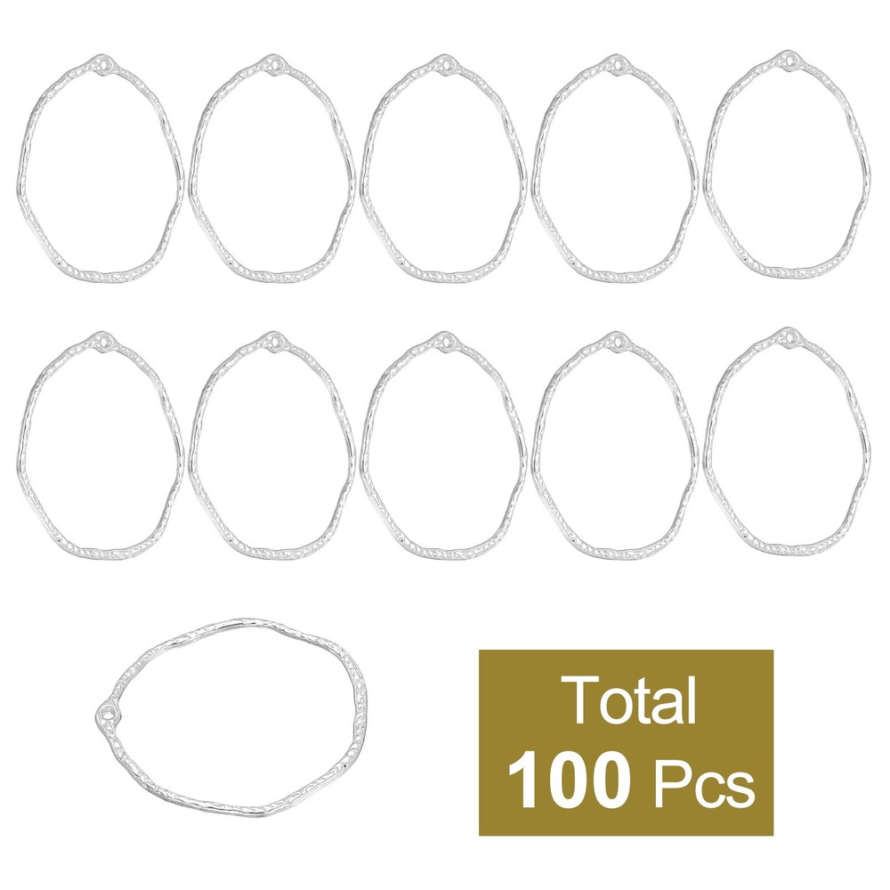 100Pcs Alloy Open Bezel Pendants Round Silver