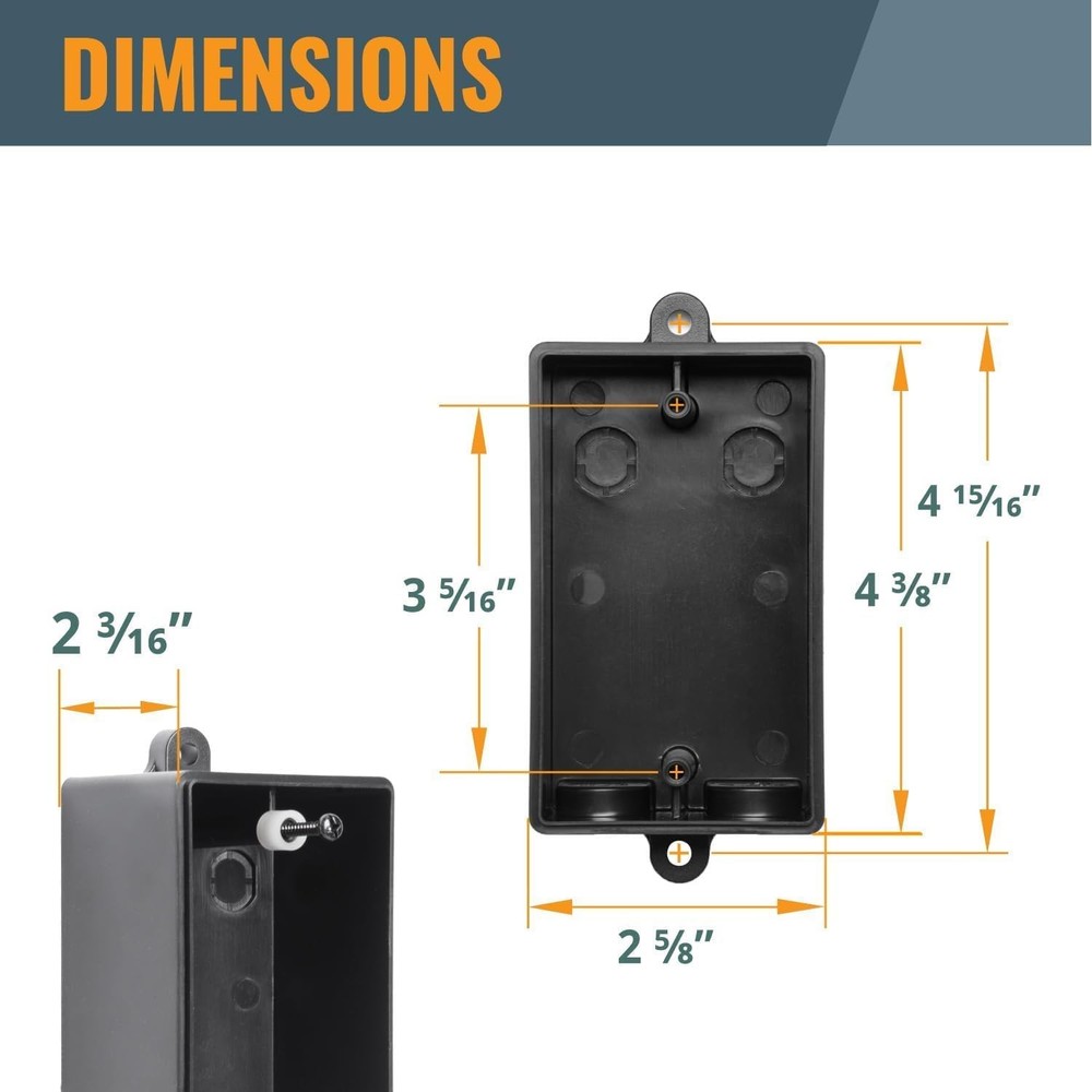 POWERTEC 71834 Deep Switch Box with Hardware for Black