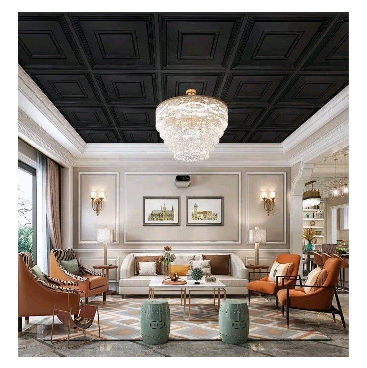 STICKGOO Black Drop Ceiling Tile 2ft x 2ft, Ceiling Panel 24"x24" 12 Pack