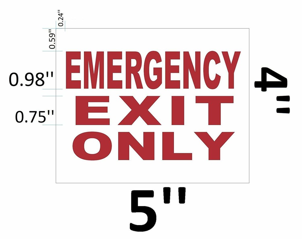 2 pcs-EMERGENCY EXIT ONLY SIGN (WHITE 4 X 5, with two sided tape)-REF24-1027